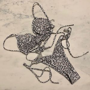 Frill Trim Side Tie Bikini Swimsuit